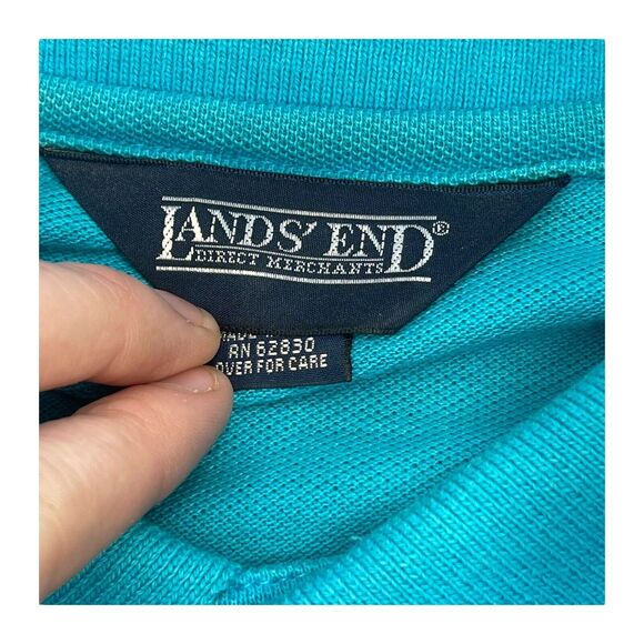 Lands’ End Polo Teal Short Sleeve Shirt Turquoise Men’s Size Medium - Picture 2 of 10